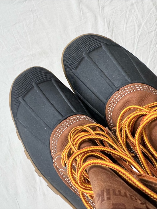 Kamik Brown Leather Lace-Up Duck Boot with Black Rubber Lower